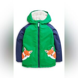 Mini Boden Kids' High Pile Fleece Lined Jacket In Highland Green Fox 5-6 Yrs